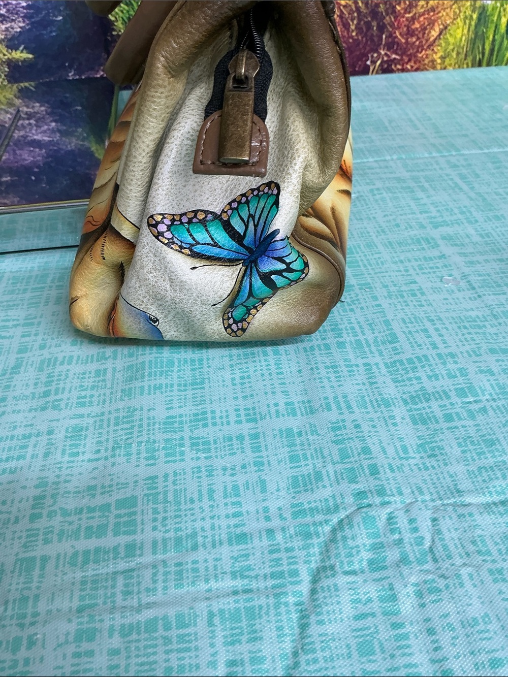 Anna Anuschka Hand-Painted Dog & Butterfly Shoulder Bag - Brown - Picture 3 of 11